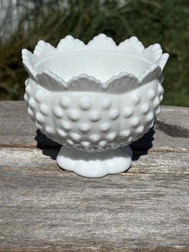 Fenton Hobnail Milk Glass Candle Holder