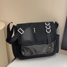 Y2K Harajuku School Ita Bag for Girls, Transparent Crossbody Badge Display Bag