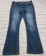 Wallflower WOMENS SZ 17 Luscious Curvy Jeans Blue Denim Embroidered Flap Pockets