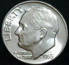 1955-P 10C Roosevelt Dime BU 90% Silver 26owt0813-1