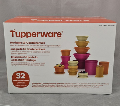 Tupperware Heritage Collection 32-piece Food Storage Container Set Orange - NEW