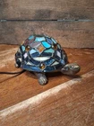Vtg Tiffany Style Stained Glass Turtle Accent Lamp 9" Night Light On Off Switch
