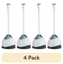  4 pack Clorox Hideaway Toilet Plunger with Caddy, White, 19.5in