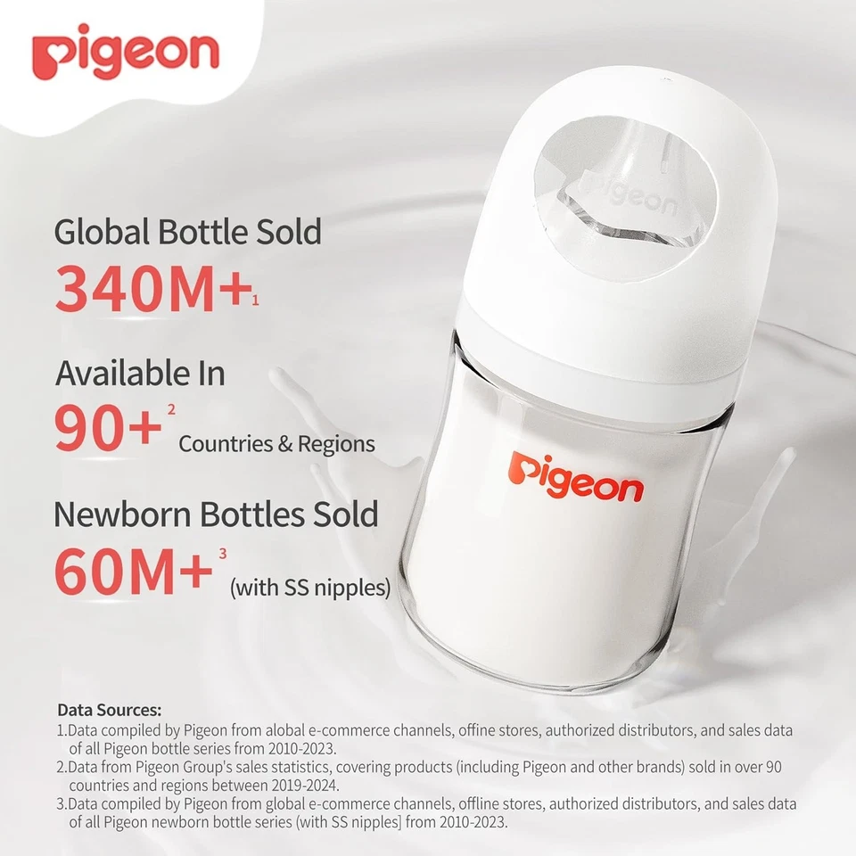 Pigeon Wide Neck Nursing Glass Bottle 5.4 Oz Anti-Colic Pack of 2 - Image 2 of 4