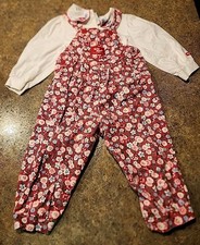 Rare Vintage Y2K Osh Kosh Floral Overalls Set Girls Size 24mths Baby Bgosh