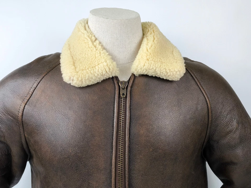 Chevignon Girl Lederjacke Lammfell braun Gr. M/L Made in France 90s Flying Wear - Bild 4 von 4