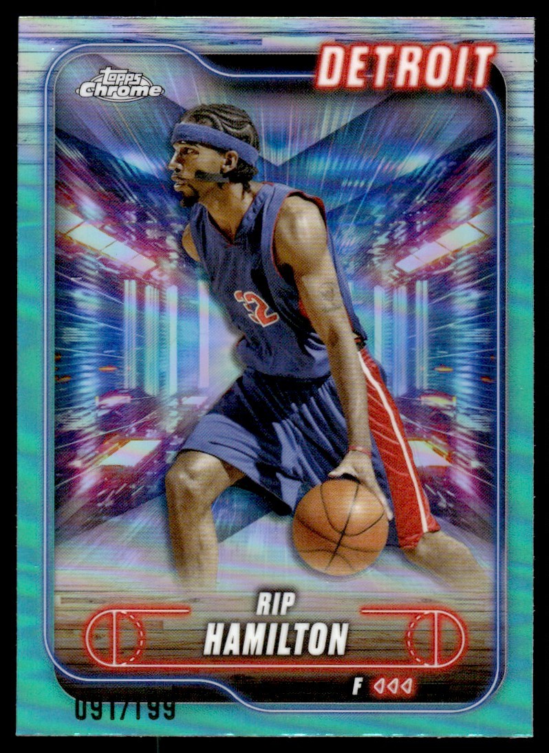 2024-25 Topps Chrome Aqua  Refractor Rip Hamilton 091/199 Detroit Pistons #65
