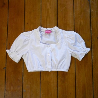 Vintage weiß Dirndl Milchmädchen Landhaus Prärie 90er Jahre Y2K Bluse Top 10 Jahre Mädchen