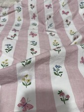 Pottery Barn Kids Organic BUTTERFLY STRIPE PINK Crib Toddler Fitted Sheet