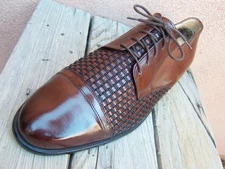 JOHNSTON MURPHY Mens Casual Dress Shoes Brown Cap Toe Italian Oxfords Size 10.5M