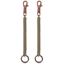 2pcs Retractable Coil Spring Keychain with Lobster Clasp Keyring 17.5cm Brown
