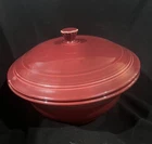 Vintage Fiestaware HLC Casserole Bowl Dish with Lid Cover Maroon Made In USA