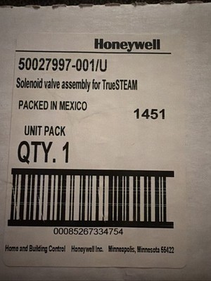 Honeywell Solenoid Valve Assembly For TrueSTEAM. 50027997-001/U