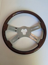 SCI 18" Classic Mahogany Wood Semi Truck Steering Wheel 4 Spoke Chrome Big Rig