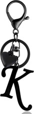 A-Z Heart Initial Letter Keychain, Stainless Steel Alphabet Charm for Handbags