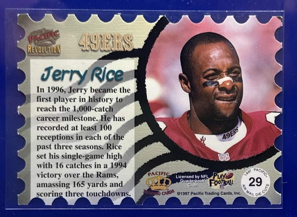 1997 Pacific Revolution Air Mail Die-Cut #29 Jerry Rice San Francisco 49ers HOF - Imagem 2 de 2