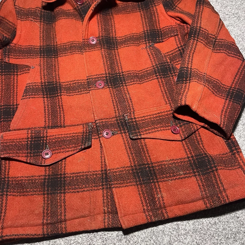 Vtg Sears Wool Mackinaw Jacket Pants Mens Large Red Buffalo Plaid JC Higgins 50s - Image 2 of 4