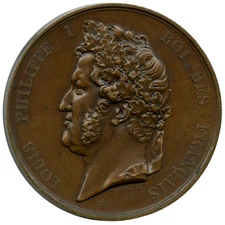 FRANCE 1838 LOUIS PHILIPPE I ROYALE DE CHARENTON BRONZE MEDAL, BARRE 51MM 60G