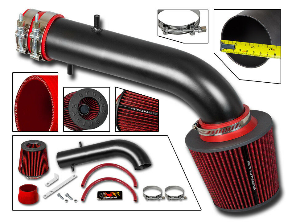 Short Ram Air Intake Kit MATT BLACK + RED Filter for 95-02 Accord 2.7L 3.0L V6