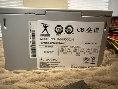 Power Man IP-S450CQ2-0 450W ATX Switching PSU 24-Pin SATA 115/230V Fan