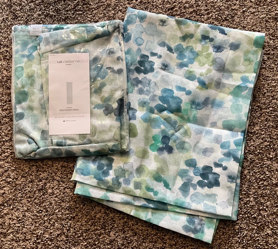 Juego de 2 paneles de bolsillo Liz Claiborne Sabra Rod verde/azul 50" x 84" Foto 3 de 3