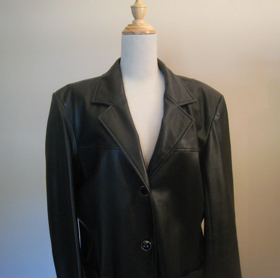 Vintage Michael Hoban North Beach Women's Black Leather Jacket sz 12 - Image 3 of 4