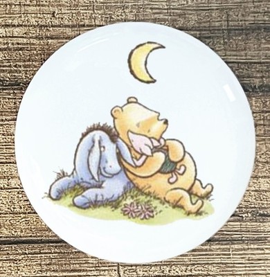 WINNIE POOH MOON WHITE CERAMIC KITCHEN CABINET DRESSER KNOB DECOR