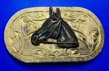 Centered Horse Head Western Rodeo Cowgirls Vintage Belt Buckle for 1.25" Belt