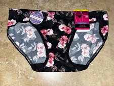 NWT Maidenform Invisible Look BARELY THERE Black Floral Bikini Panty Medium 6