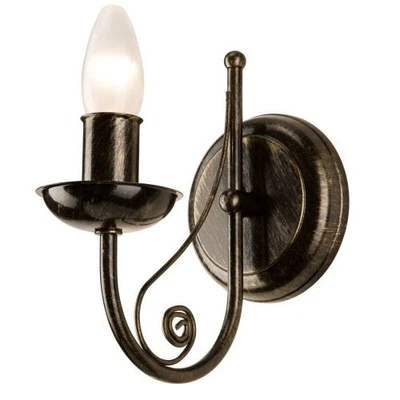 Rustikale Wandleuchte Shabby Schwarz Metall E14 klein Flur Wohnzimmer Wandlampe - Bild 1 von 4