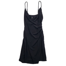 Forever 21 Mini Dress Womens Small Black Satin Cowl Neck Ruched Coquette Y2K