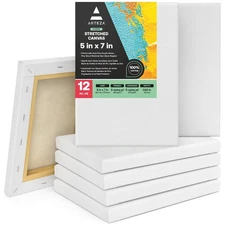 Stretched Canvas 5 X 7 Inches Pack Of 12 Blank White Canvas For Painting For Acr