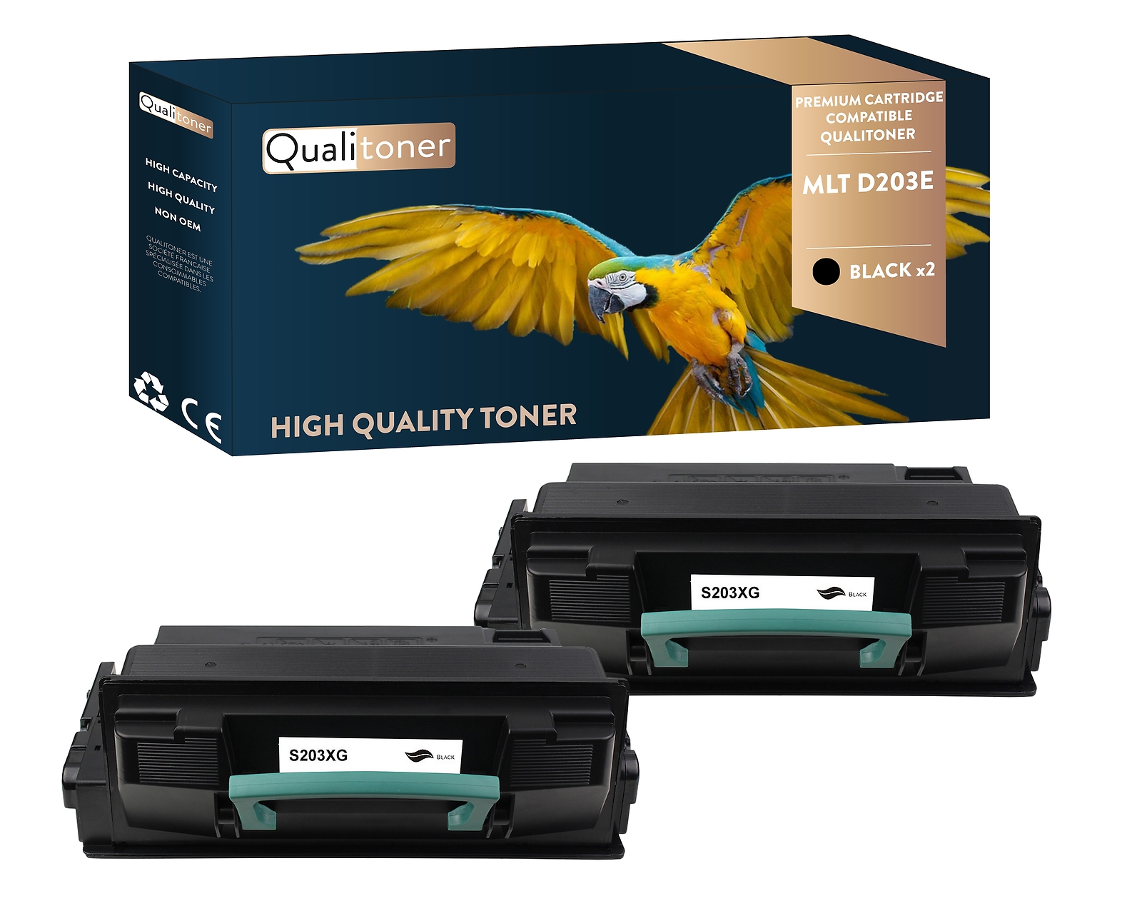 Toner SAMSUNG MLTD203E noir compatible x2 Qualitoner contre les pannes d'encre en bureau
