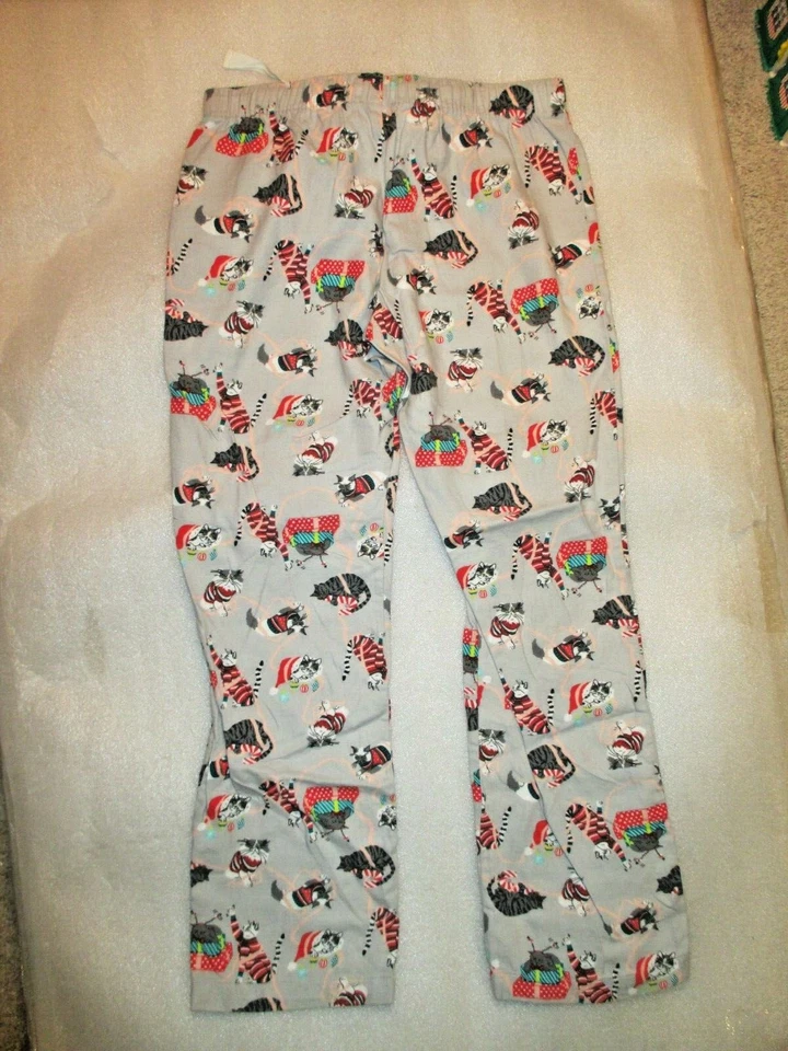 Old Navy Adult Women Ladies Sleep Lounge Flannel Pants Christmas Cats Sz M 8-10 - Image 2 of 3