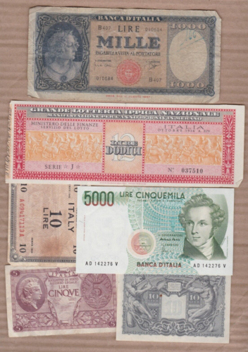 23 VARIOUS ITALY 1935 TO 1985 BANKNOTES & ODDMENTS IN FINE TO MINT CONDITION. - Picture 1 of 8