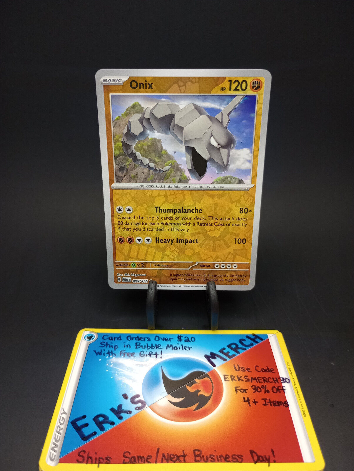 Onix - 095/165 151 Uncommon Pokemon - NM/MINT