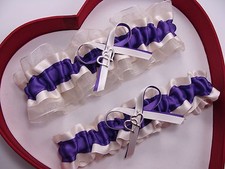 NEW Beautiful Purple Ivory Wedding Prom Garters Homecoming GetTheGoodStuff A  