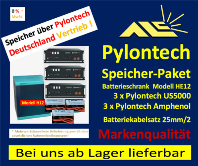 Pylontech Speicher-Set 3 x US5000 + Pylon 19'' Rack + Cable, RECHNUNG m. 0% MwSt.
