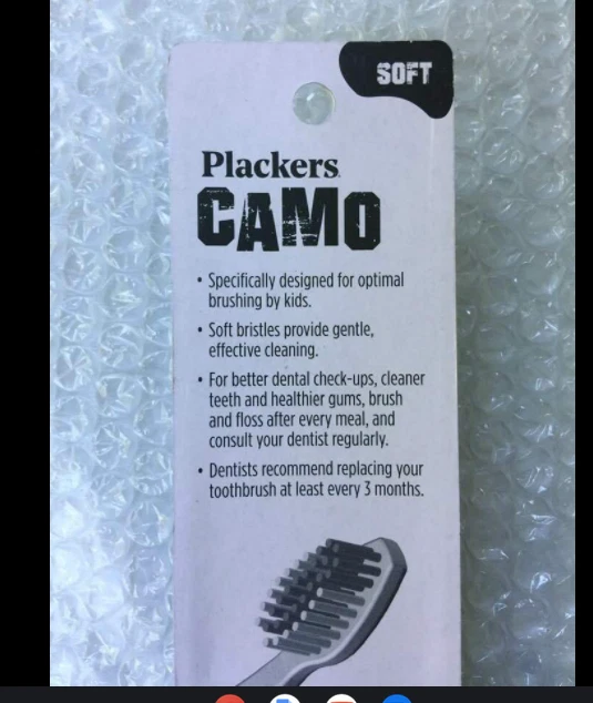 Plackers 迷彩 2 件装软牙刷儿童超值包安全乐趣 Cleani — 第 2/3 张图片