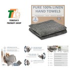 Pure 100% Linen Hand Towels - Set of 2 Linen Kitchen Towels Waffle Weave Blac...