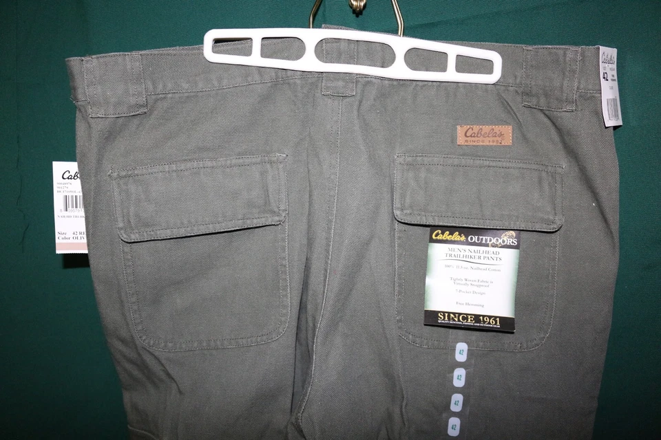 NEW w/TAG men's 42x30 Cabela's Nailhead Trailhiker Pants tightly woven 7-pockets - Image 2 of 4