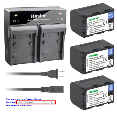 Kastar Battery Dual Rapid Charger for JVC SSL-JVC50 SSL-JVC70 SSL-JVC75 BN-S8I50