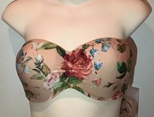 Top bandeau bikini acanalado copa D Milea Rose Jardín para mujer talla 10