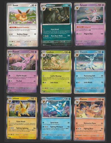 Pokemon PRISMATIC EVOLUTIONS Complete 9 Card Set NM Eevee Umbreon Sylveon Holo
