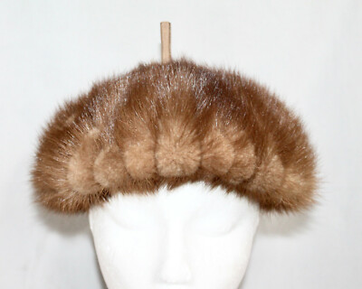 Bethmar Elegante Vintage Mink Hat Vintage Fur Hat, Mink Fur Cap (B613), Medium to Dark Brown  main image 4