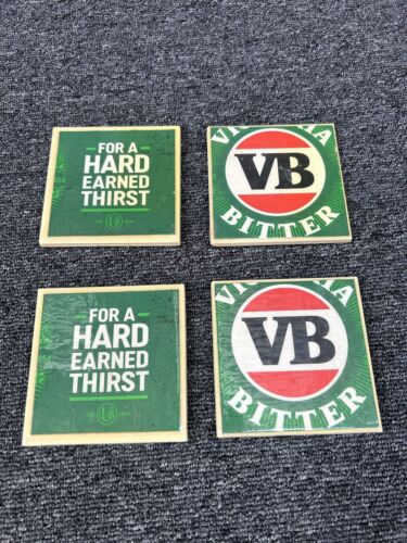 VB Victoria Bitter Tile Vintage Beer Coasters x4