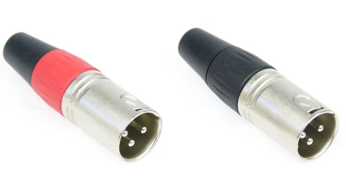 2 x XLR Stecker schwarz & rot 3-pol Kabel Stecker männlich Neutrik kompatibel