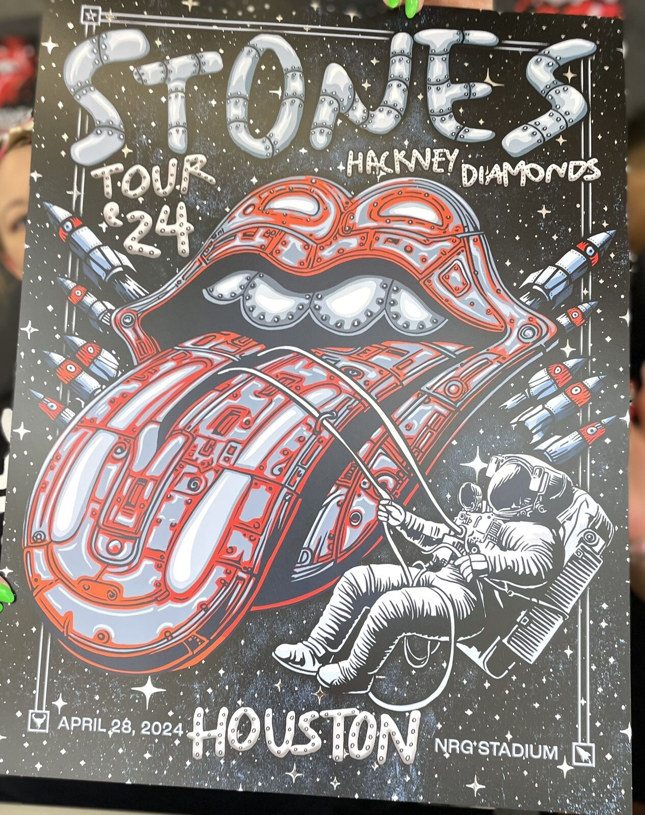 Rolling Stones 2024 Hackney Diamonds Tour Poster NRG Stadium Houston