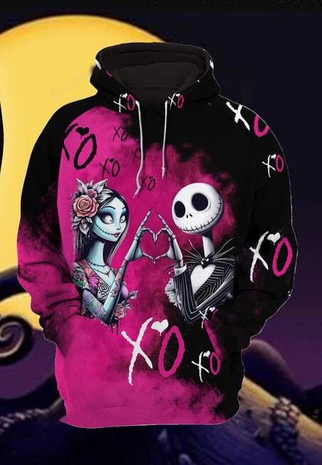 Jack And Sally XoXo Happy Valentine's Day 3D Hoodie