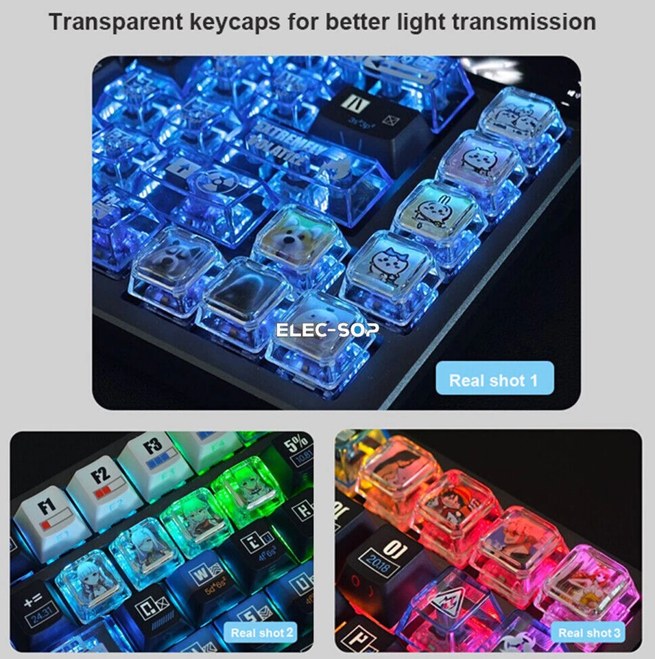 Customized Rem Anime Keycaps Clear Backlit Though Keycap for MX Keyboard #11 - Image 3 of 4